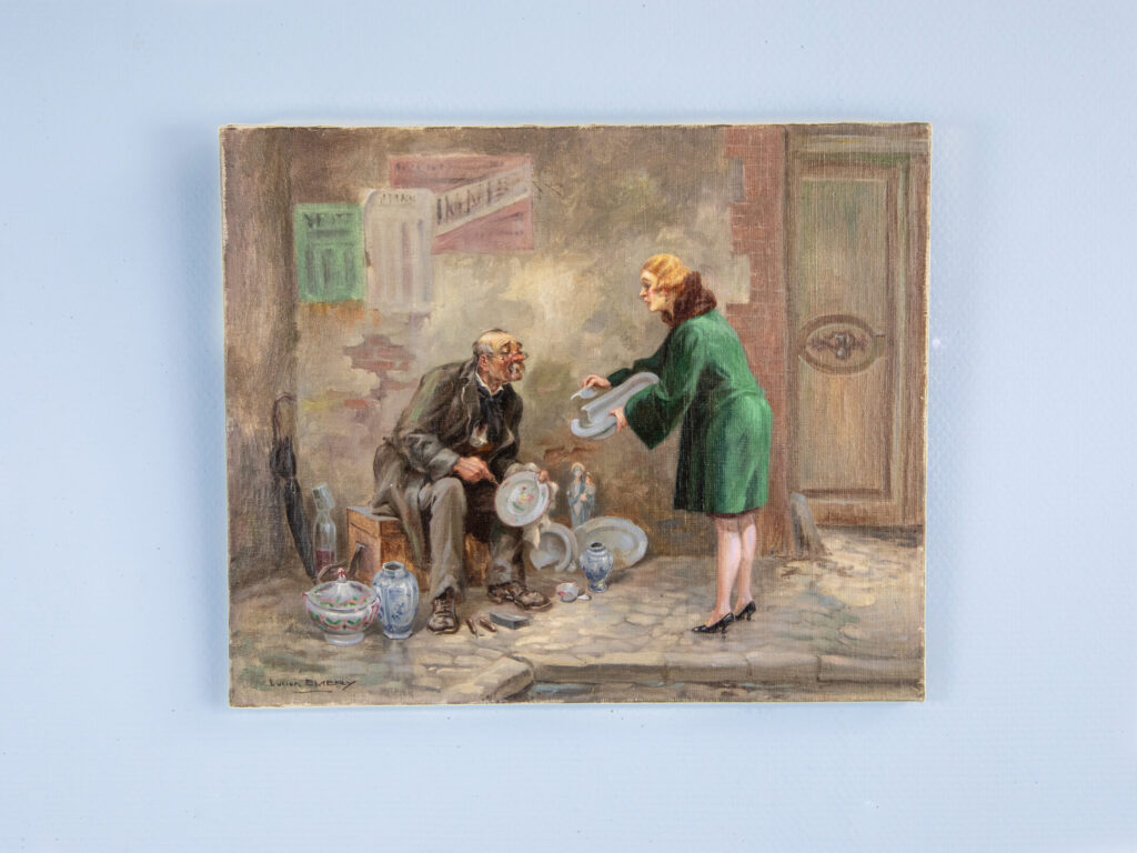 Антикварний живопис «Вуличний майстер», Lucien Emery (1874-1965)