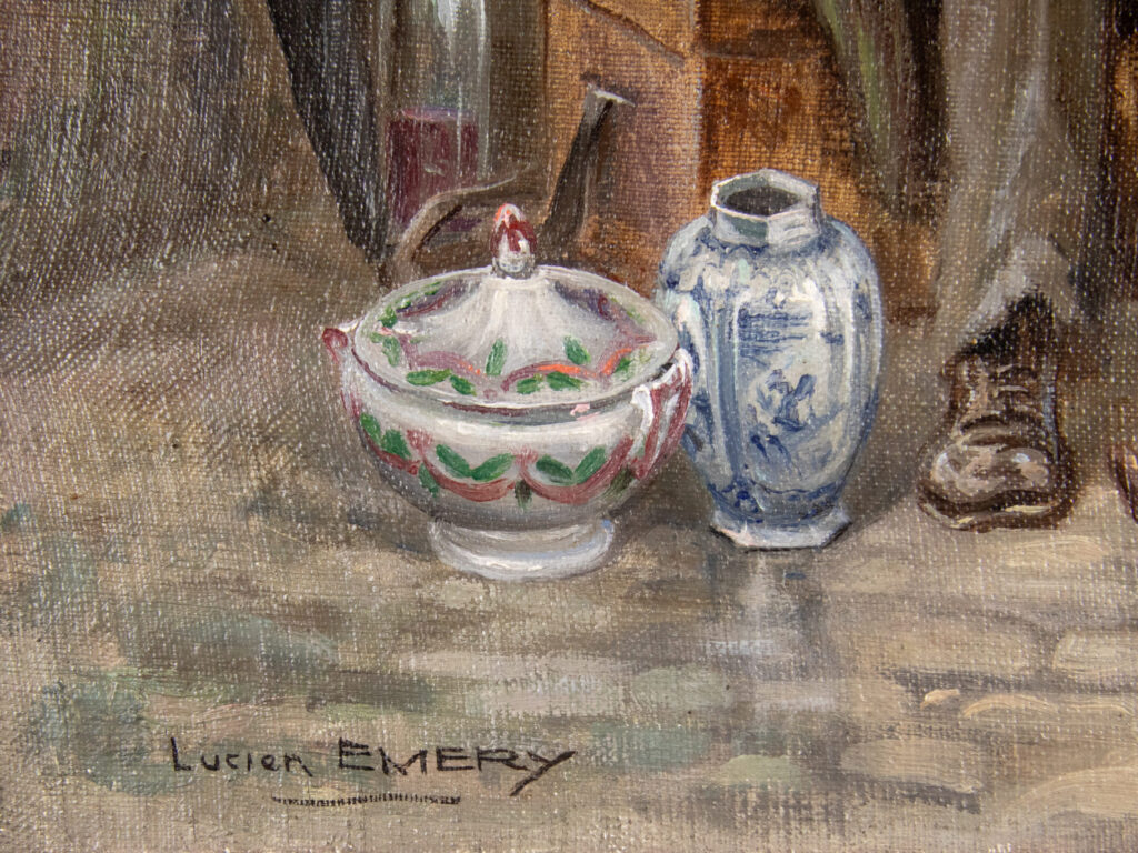Антикварний живопис «Вуличний майстер», Lucien Emery (1874-1965)