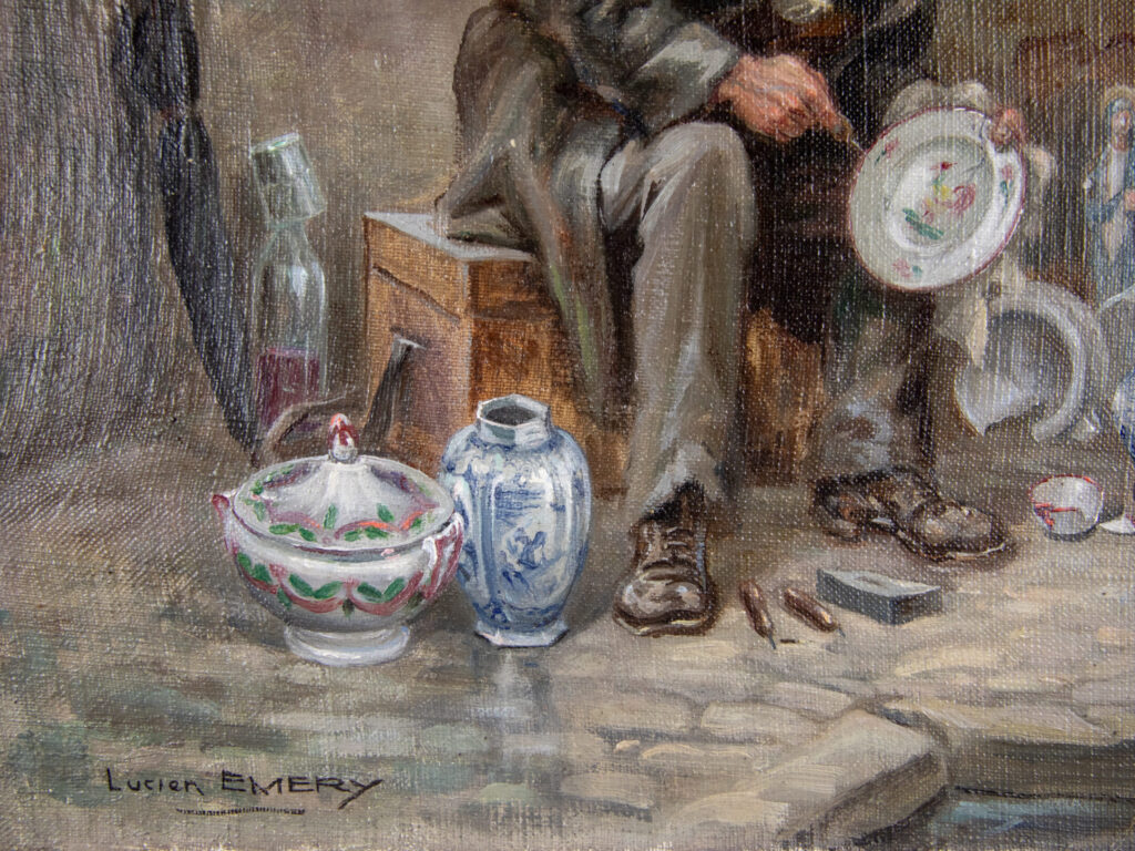 Антикварний живопис «Вуличний майстер», Lucien Emery (1874-1965)