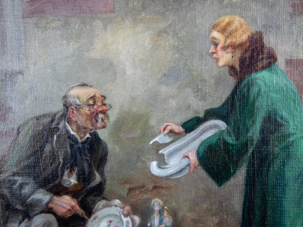 Антикварний живопис «Вуличний майстер», Lucien Emery (1874-1965)