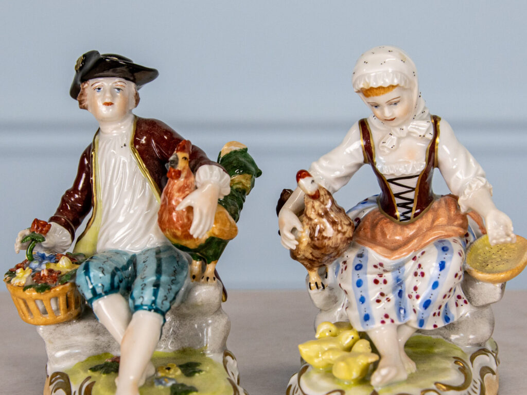 BN4A6035-2 Антикварные фарфоровые статуэтки «Птичники», Potschappel (Потшапель)
