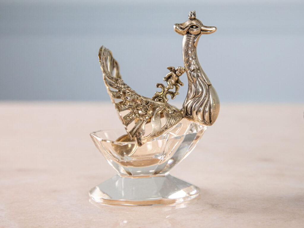 BN4A6117 Вінтажний срібний набір для спецій «Птахи»