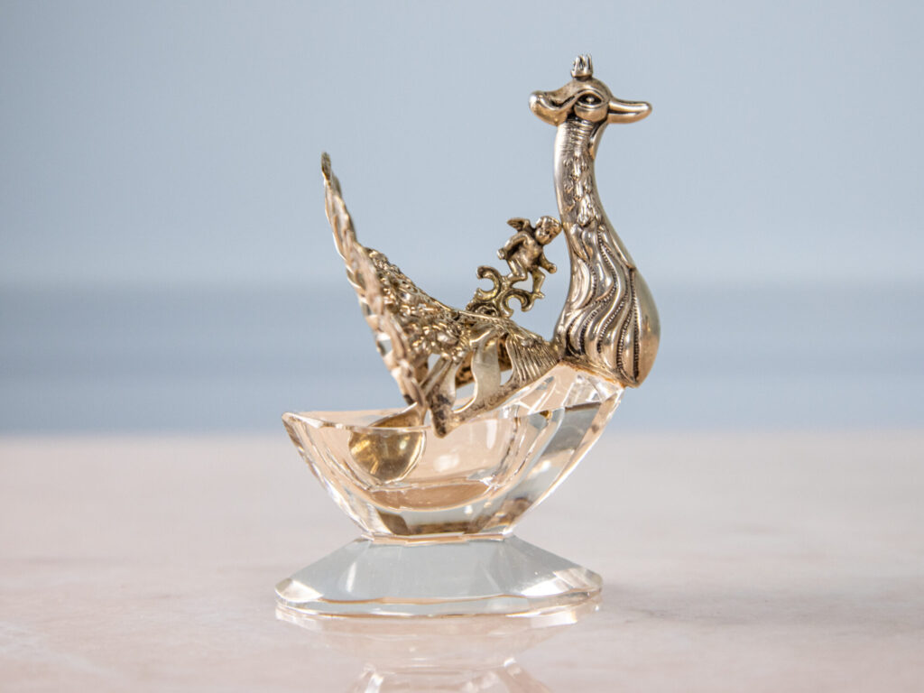 BN4A6119 Вінтажний срібний набір для спецій «Птахи»