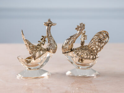 BN4A6122 Вінтажний срібний набір для спецій «Птахи»