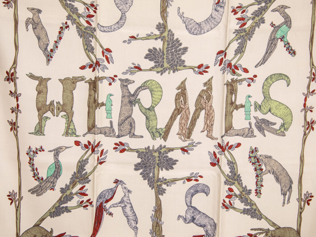 Винтажный шелковый платок Hermès Alphabet III