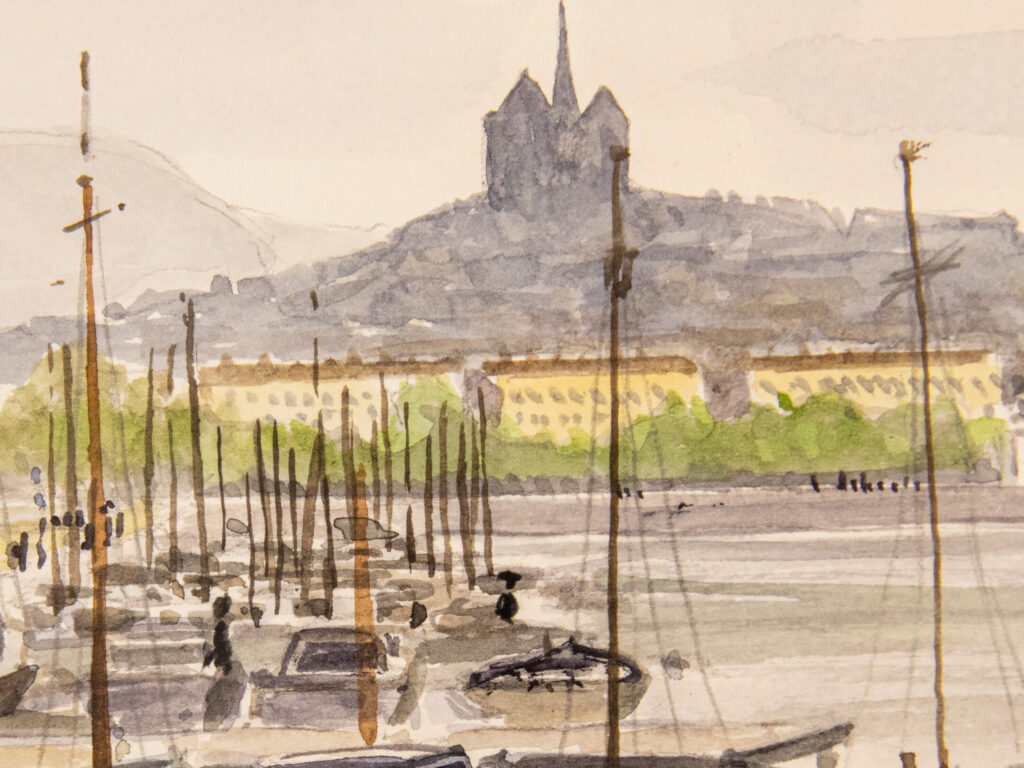 Винтажный акварельный пейзаж