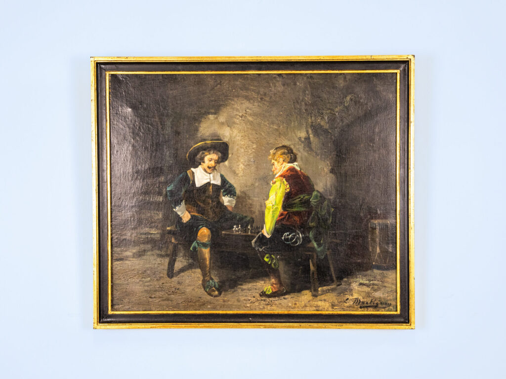 BN4A9144 Антикварний живопис «Гра в шахи»