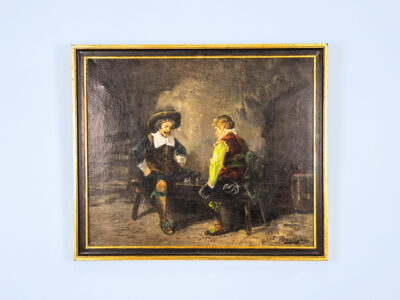 BN4A9144 Антикварний живопис «Гра в шахи»