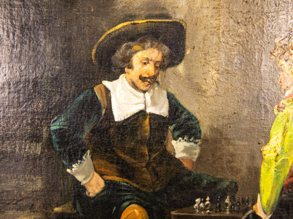 BN4A9147 Антикварний живопис «Гра в шахи»