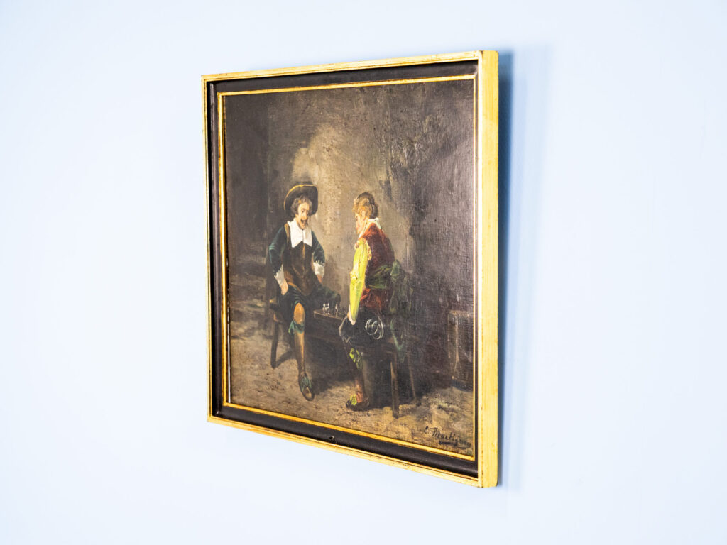 BN4A9169 Антикварний живопис «Гра в шахи»