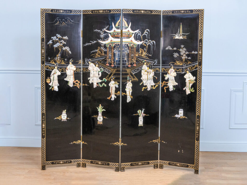 Вінтажна ширма з інкрустацією в стилі Шинуазрі