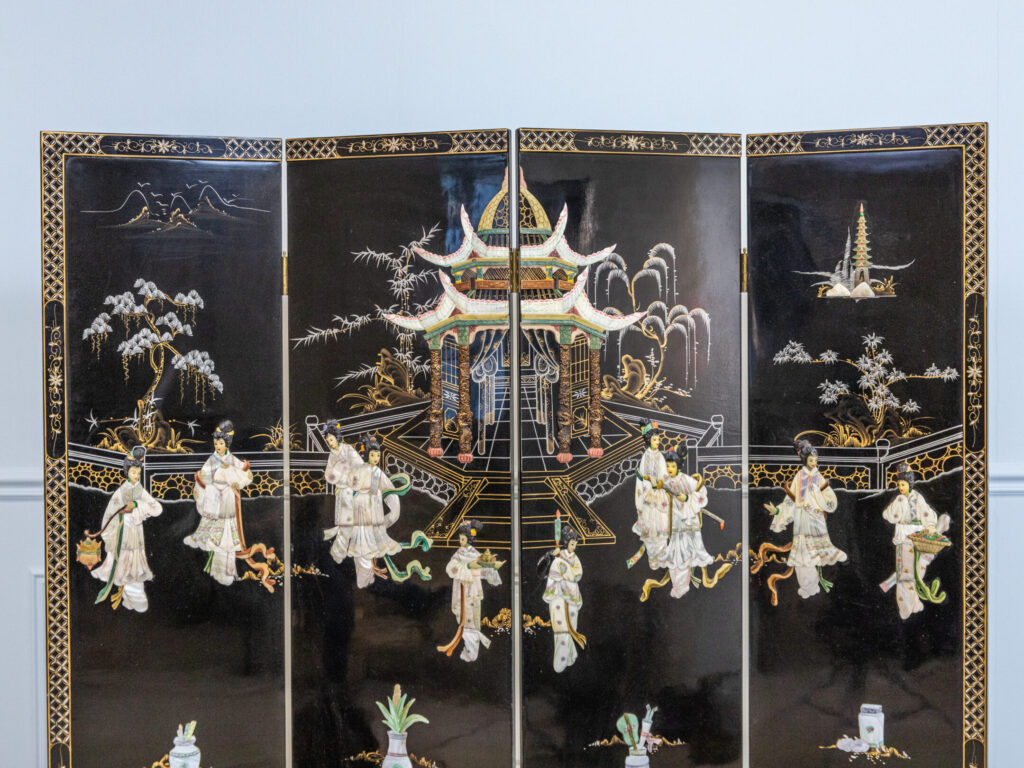 Вінтажна ширма з інкрустацією в стилі Шинуазрі