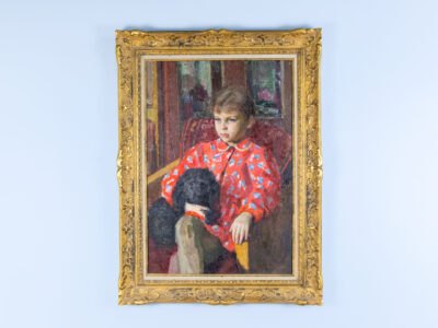 Антикварний живопис «Дівчинка з собачкою», Борис Гладченко