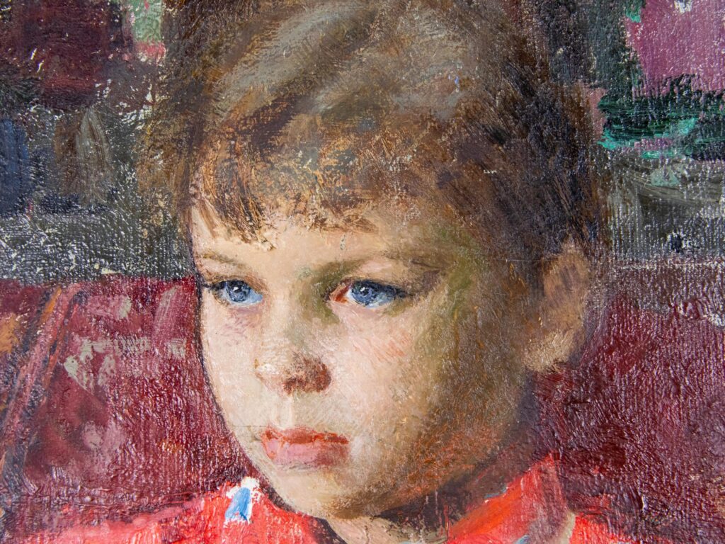 Антикварний живопис «Дівчинка з собачкою», Борис Гладченко