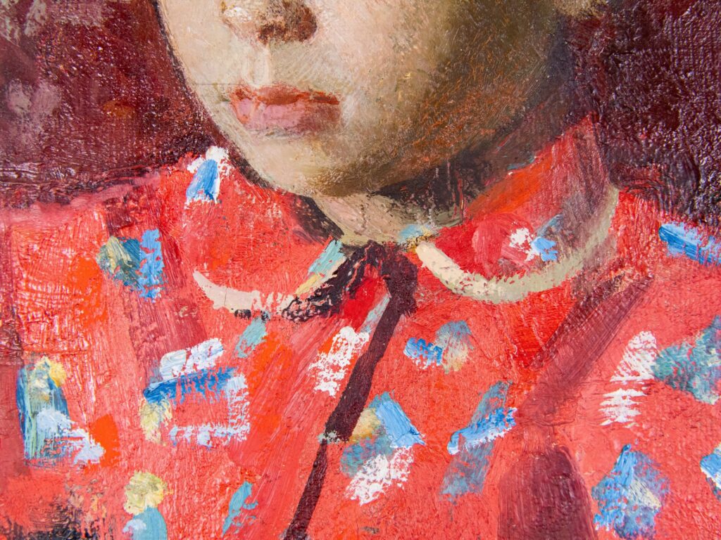 Антикварний живопис «Дівчинка з собачкою», Борис Гладченко