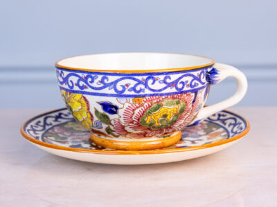 BN4A1865 Винтажная чашка с блюдцем «Pivoines», Gien