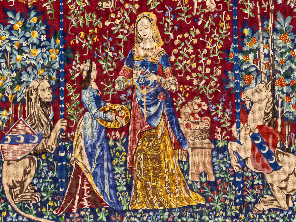 Вінтажний гобелен «Дама з єдинорогом»