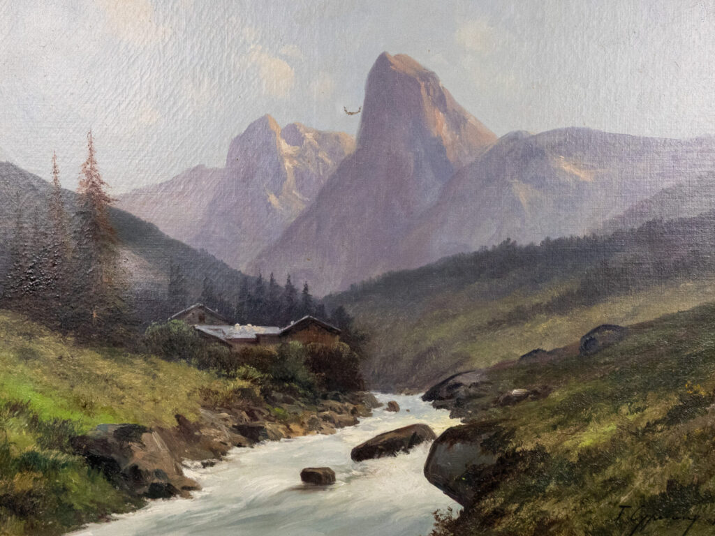 BN4A2806 Антикварний живопис «Гірський пейзаж», Ф. Чипріані (F. Cypriany)