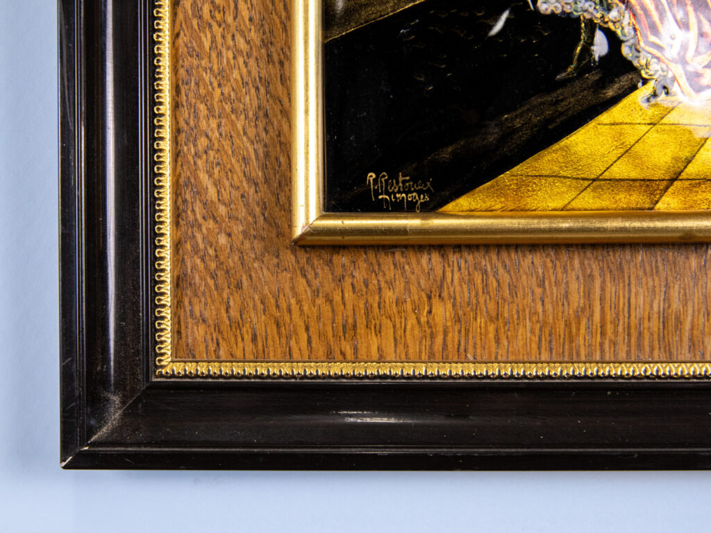 Вінтажний емалевий живопис «Під дощем», Р. Рестуе (R.Restoueix)