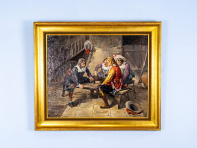 BN4A3734 Антикварний живопис «Мушкетери за грою», Л. Г. Бальдеро (Luigi Giorgio Baldero)