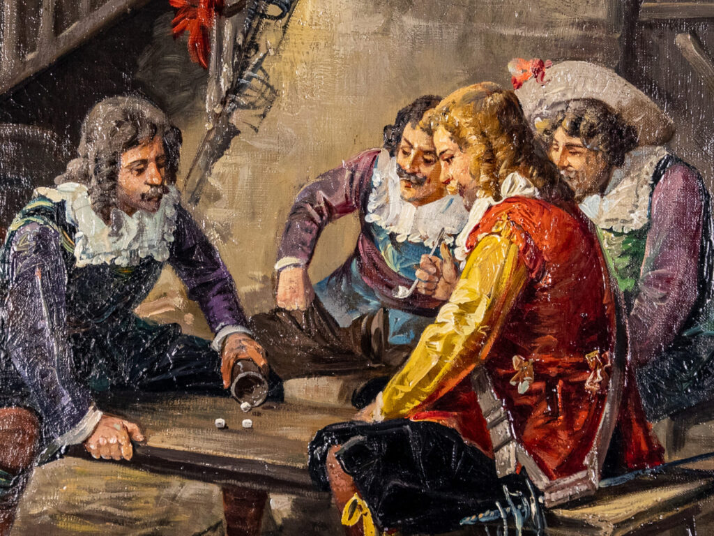 Антикварний живопис «Мушкетери за грою», Л. Г. Бальдеро (Luigi Giorgio Baldero)