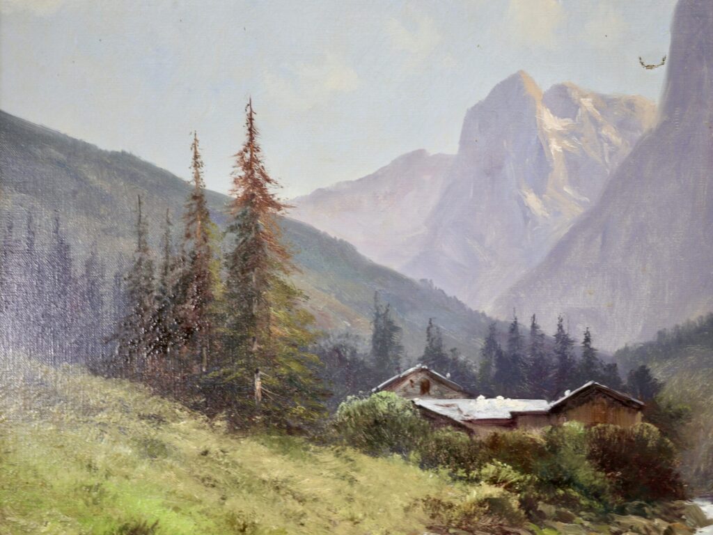 Антикварний живопис «Гірський пейзаж», Ф. Чипріані (F. Cypriany)