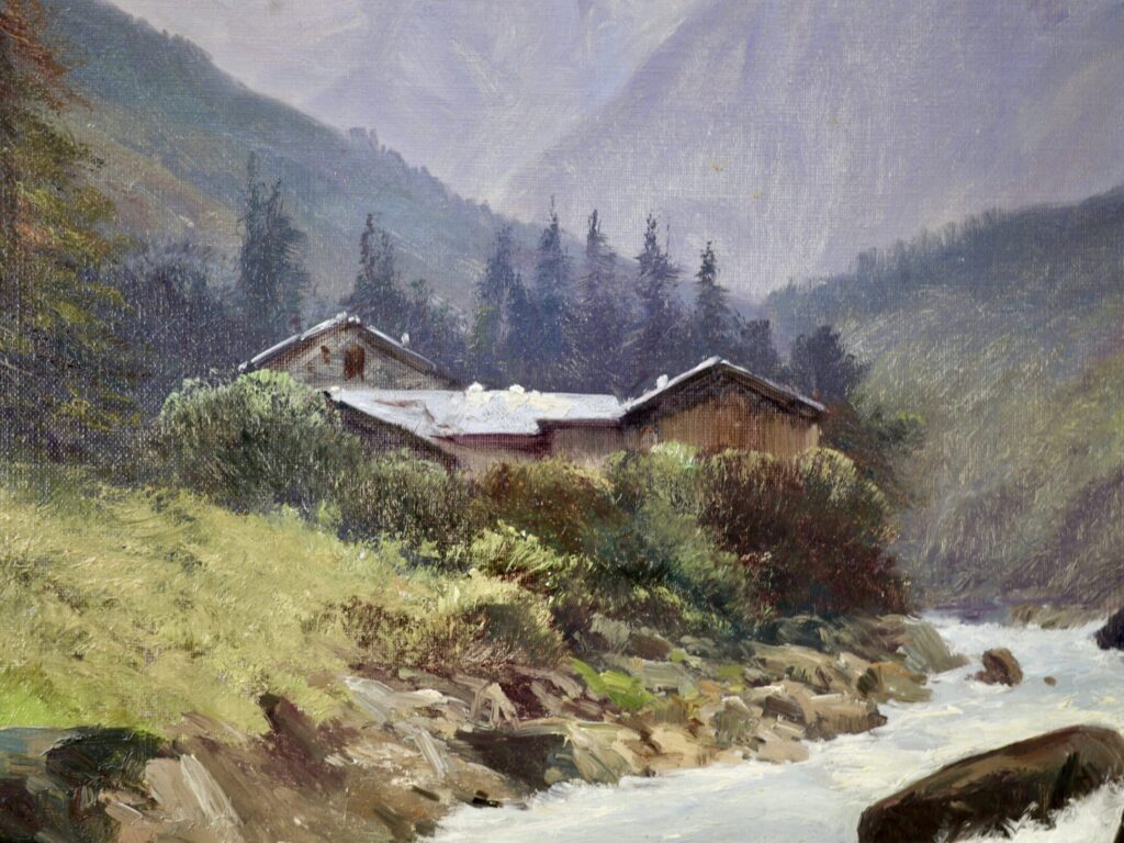 Антикварний живопис «Гірський пейзаж», Ф. Чипріані (F. Cypriany)
