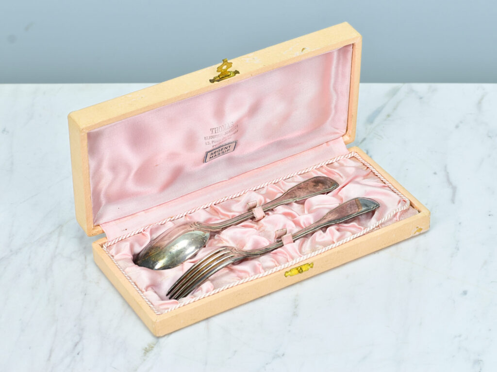 Антикварний набір срібних столових приборів, Maison Hénin