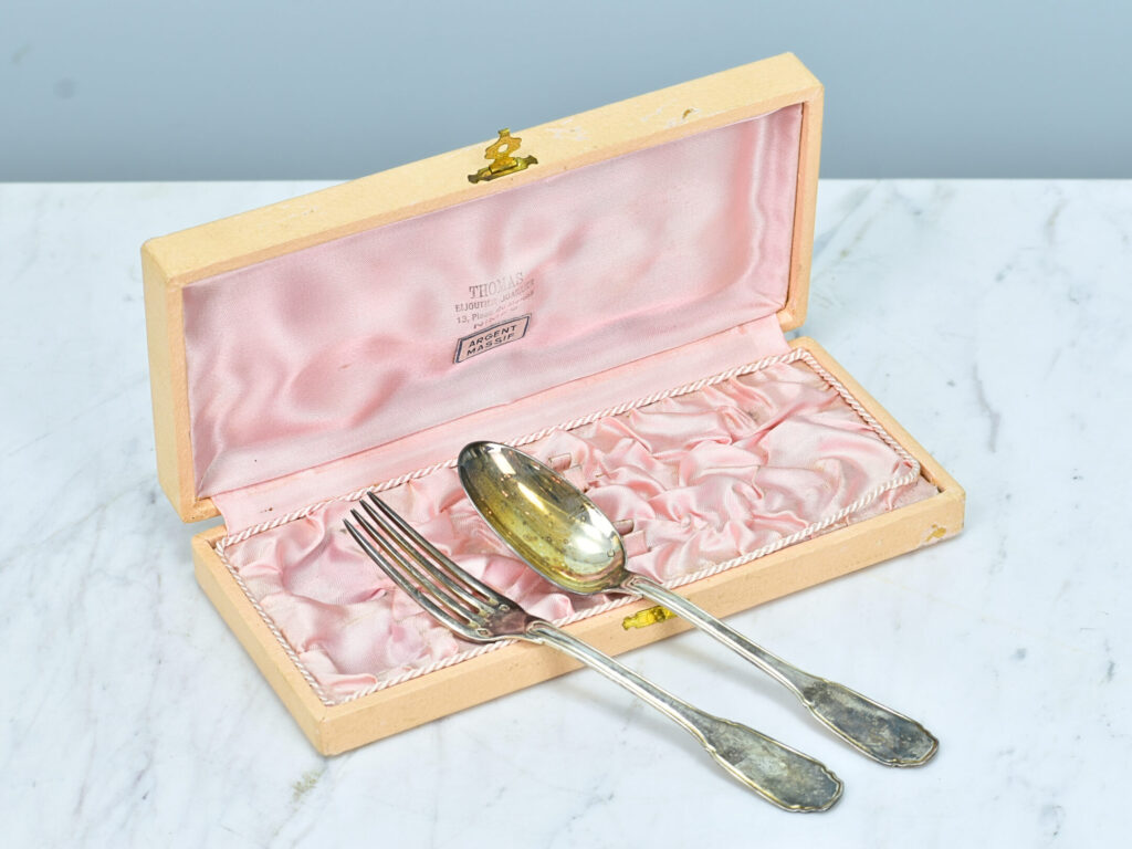 Антикварний набір срібних столових приборів, Maison Hénin