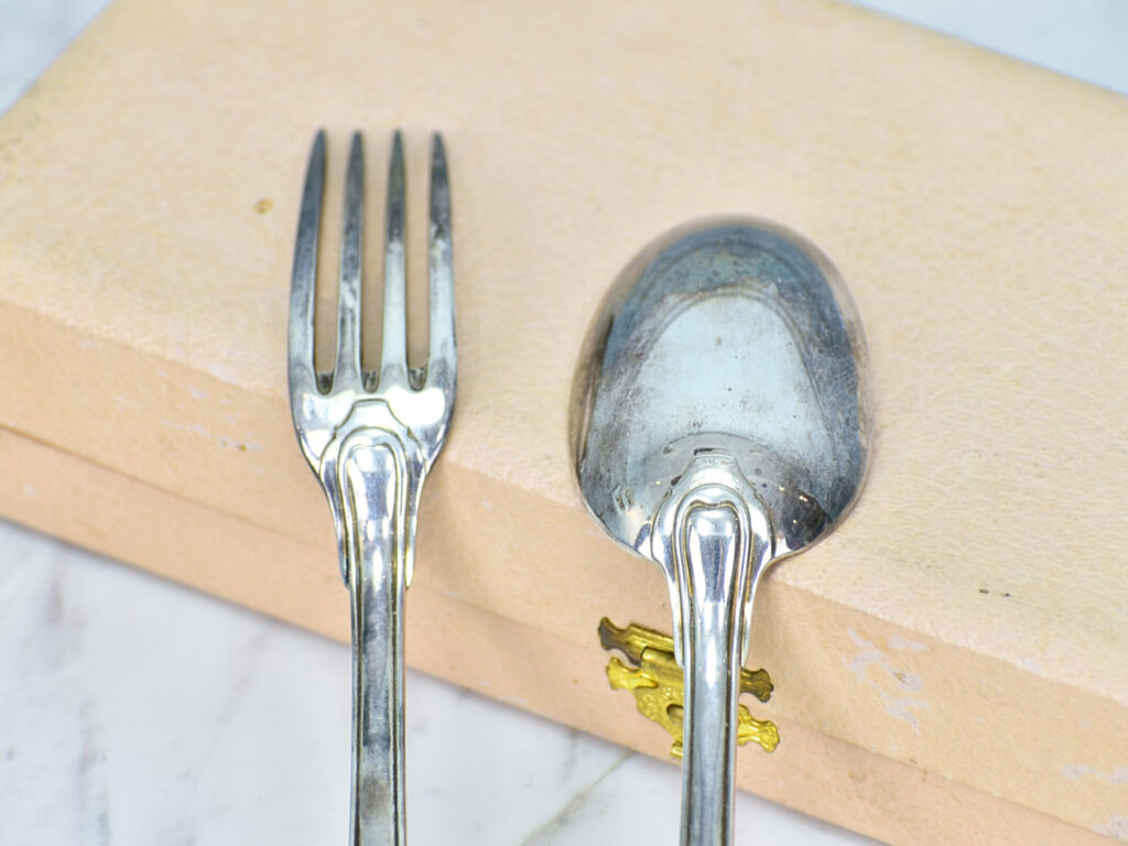 Антикварний набір срібних столових приборів, Maison Hénin