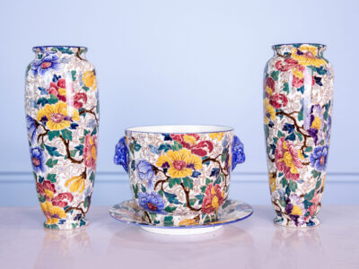 BN4A7113 Вінтажний набір: вази та кашпо з підставкою «Pivoines», Gien