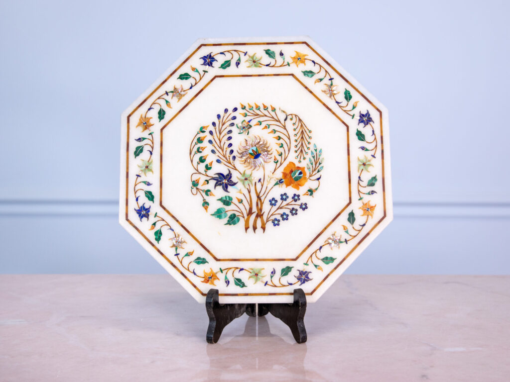 BN4A7192 Вінтажна підставка з флорентійською мозаїкою (Pietra dura)