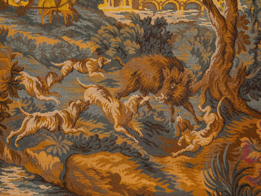 Вінтажний гобелен з мисливською сценою