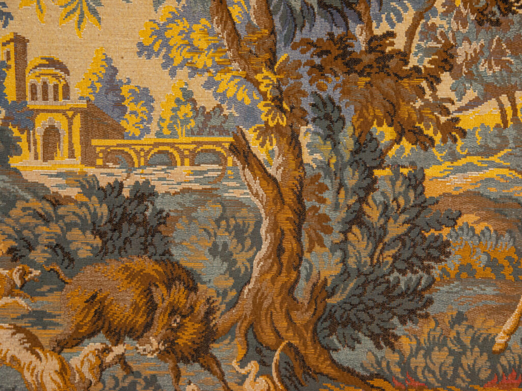 Вінтажний гобелен з мисливською сценою