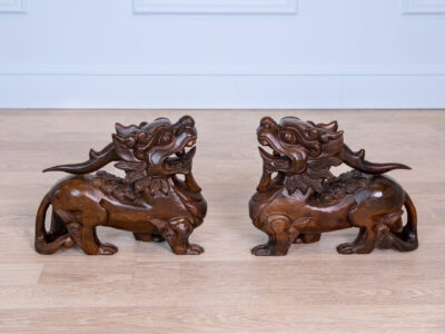 Деревянные статуэтки китайских львов-хранителей