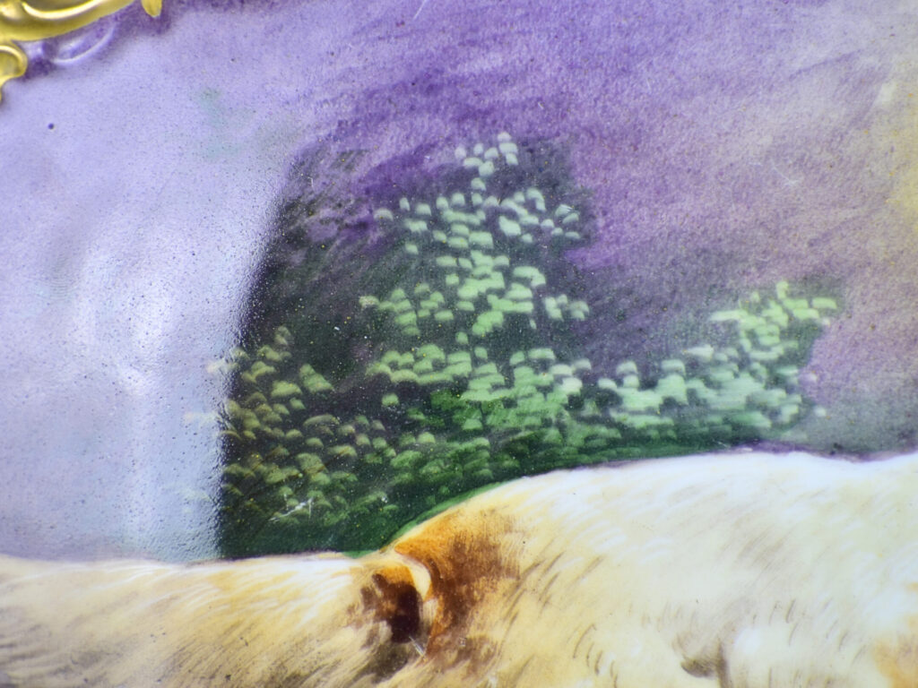 Антикварная тарелка «Охотничья собака», Лимож (Limoges)