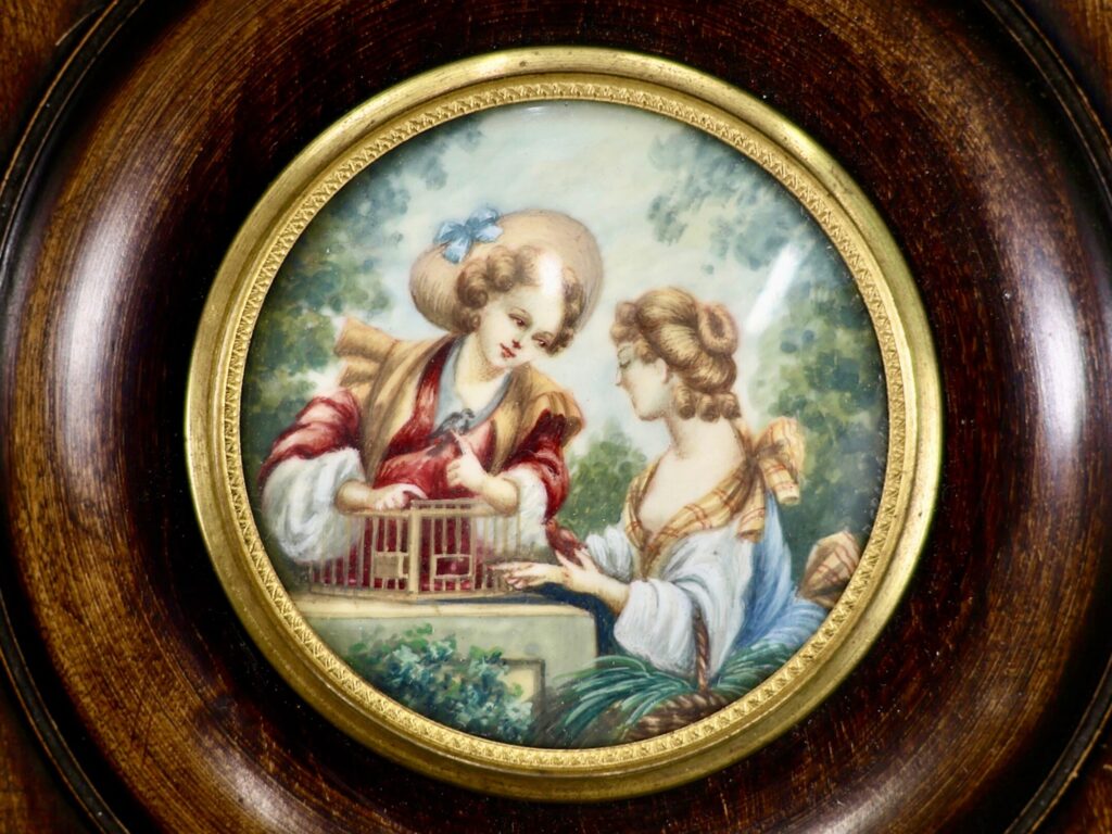 Антикварна мініатюра з пасторальною сценою