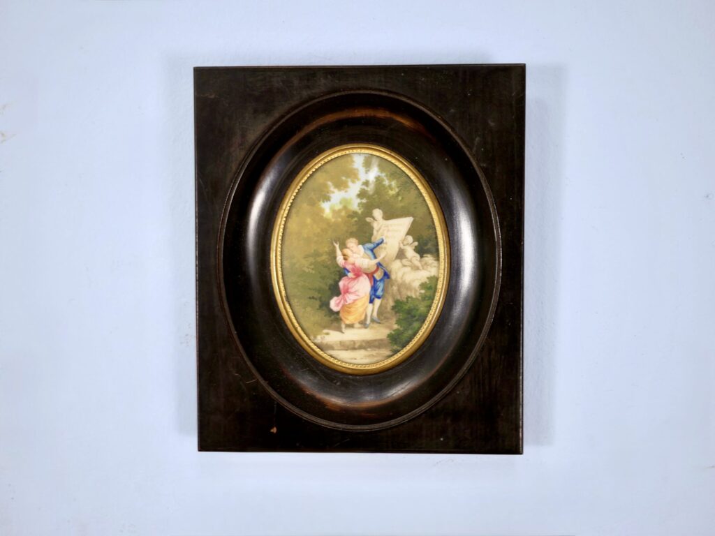 Антикварна мініатюра з галантною сценою