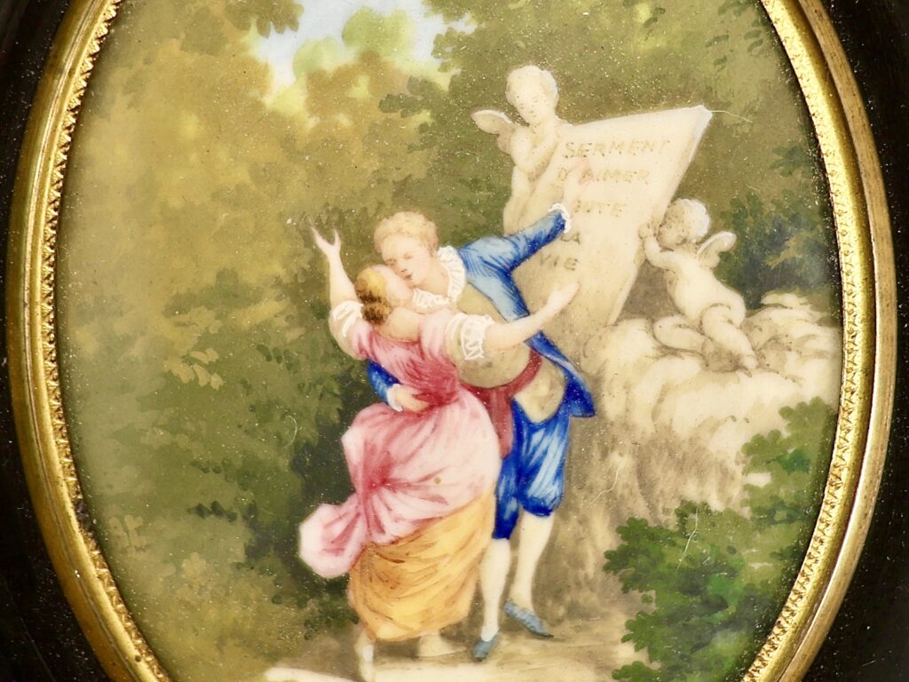 Антикварна мініатюра з галантною сценою