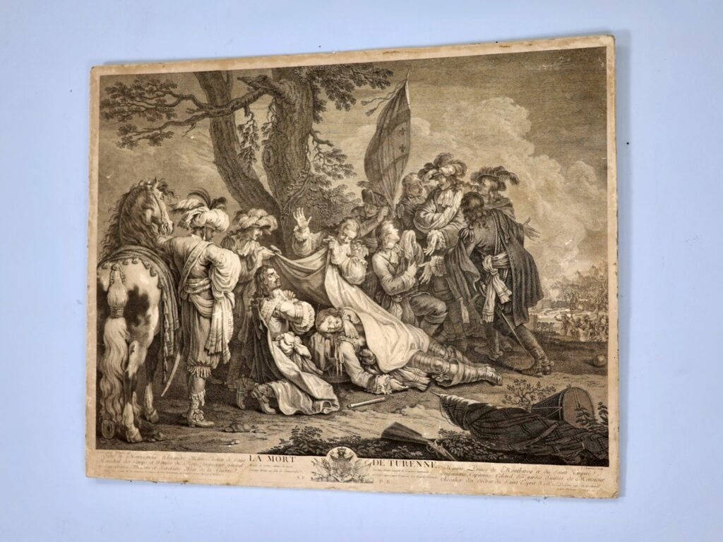Антикварна гравюра «La Mort de Turenne» (Смерть Тюренна)