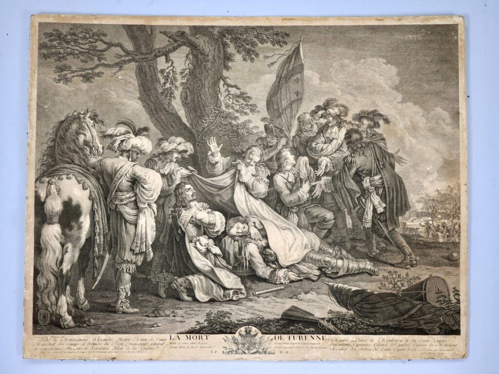 Антикварна гравюра «La Mort de Turenne» (Смерть Тюренна)