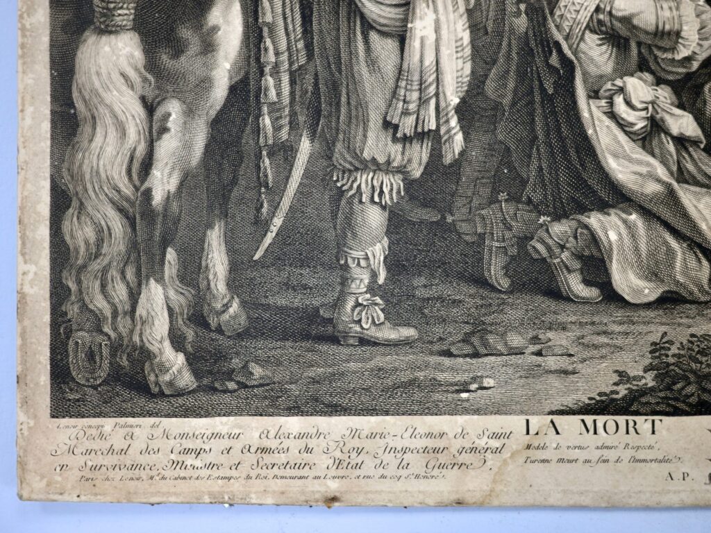 Антикварна гравюра «La Mort de Turenne» (Смерть Тюренна)