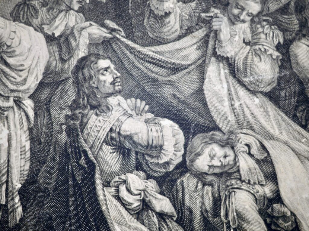 Антикварна гравюра «La Mort de Turenne» (Смерть Тюренна)