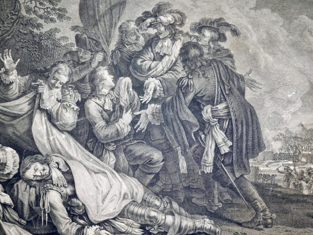 Антикварна гравюра «La Mort de Turenne» (Смерть Тюренна)