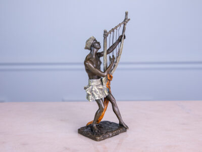 Антикварная статуэтка «Игра на арфе», Bergmann