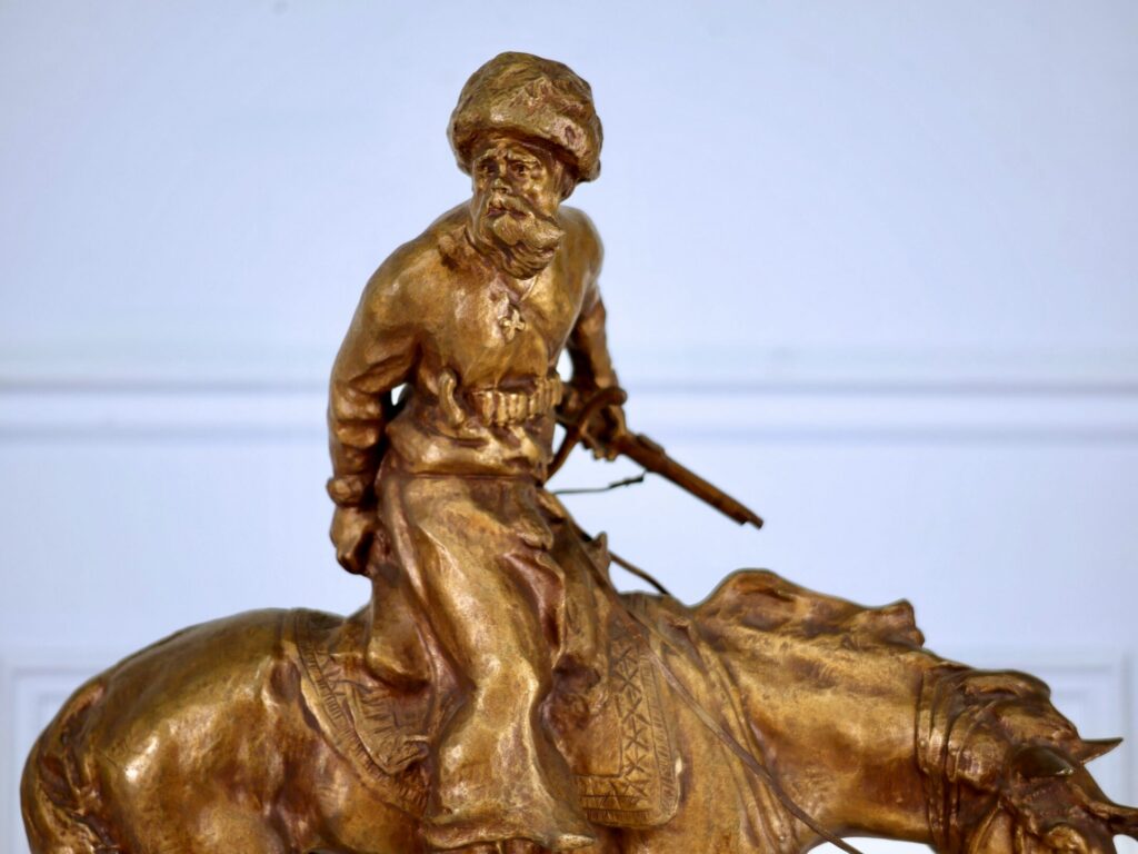 Антикварна бронзова скульптура «Козак-вершник», Рене Паріс