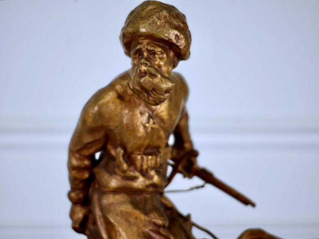 Антикварна бронзова скульптура «Козак-вершник», Рене Паріс