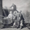 Антикварная гравюра «Художник и его семья»