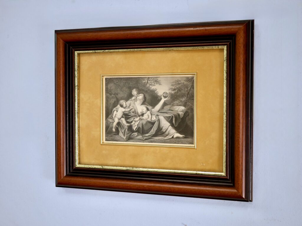 Антикварная гравюра «Аллегория милосердия»