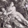 Антикварная гравюра «Венера, Адонис и Купидон»